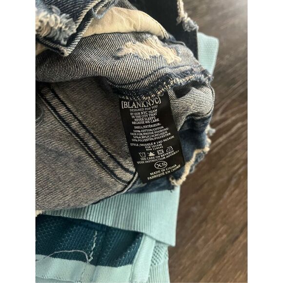 Blank NYC Dark Red Fur Trimmed Distressed Denim Jacket sz XS NWOT - Picture 9 of 9